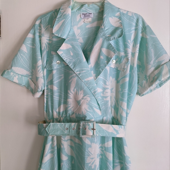 90s Vtg Spring Easter Dress Stuart Alan Petites Belted Dress With Pockets! - Picture 2 of 10